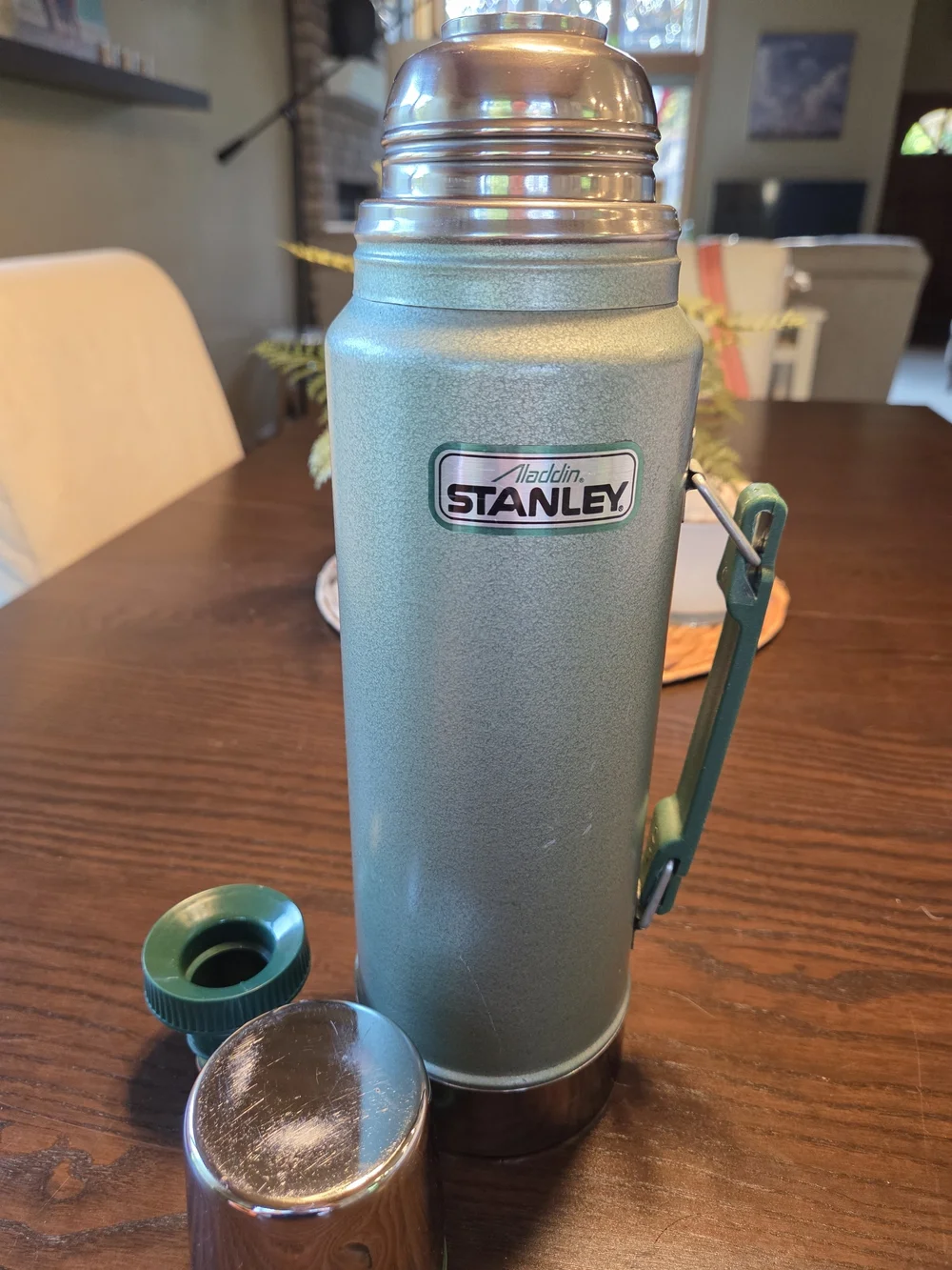 Vintage 1991 Aladdin Stanley Thermos A-944DH 1 Quart Green Hammertone USA Made